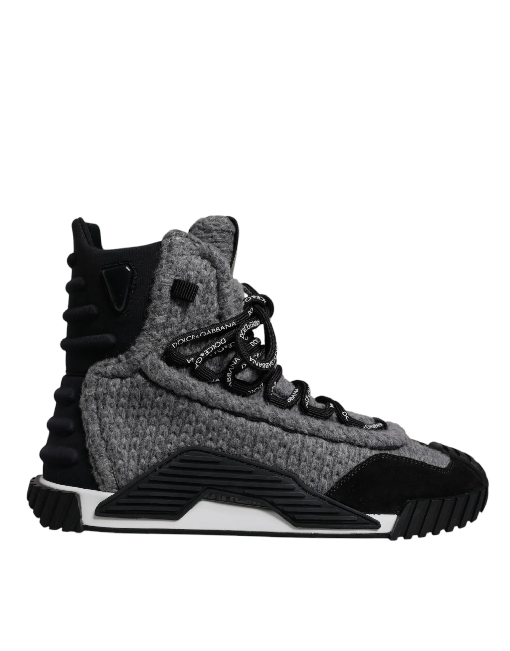 Dolce&Gabbana NS1 Men Black Sneakers Nylon Wool High Top Flat Ankle Boots EUR 40