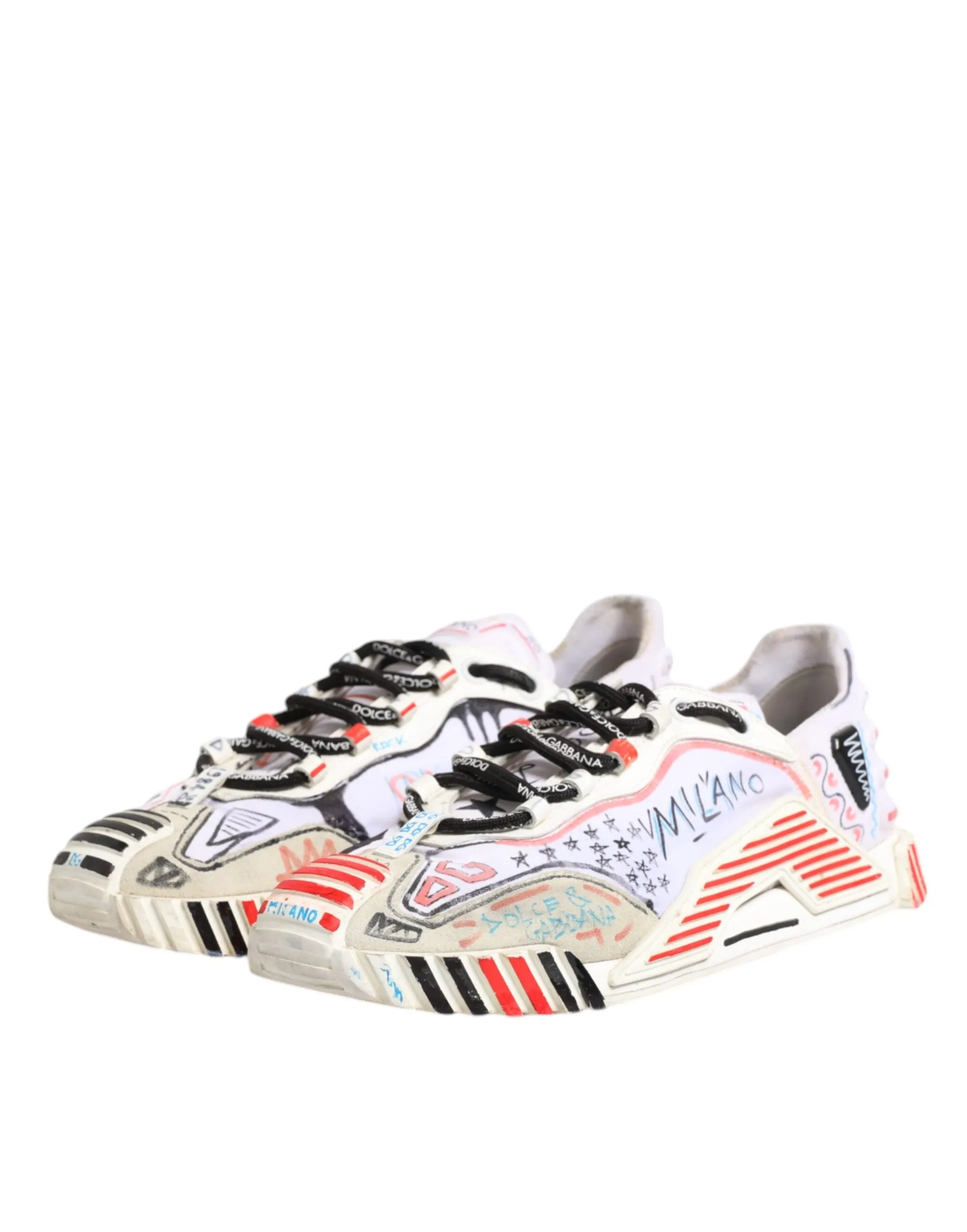 Dolce&Gabbana NS1 Men Multicolor Sneakers Nylon Printed Flat Trainer Shoes EU 42