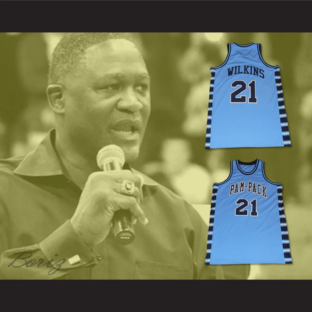 Dominique Wilkins 21 Washington High School Pam-Pack Light Blue Basketball Jersey