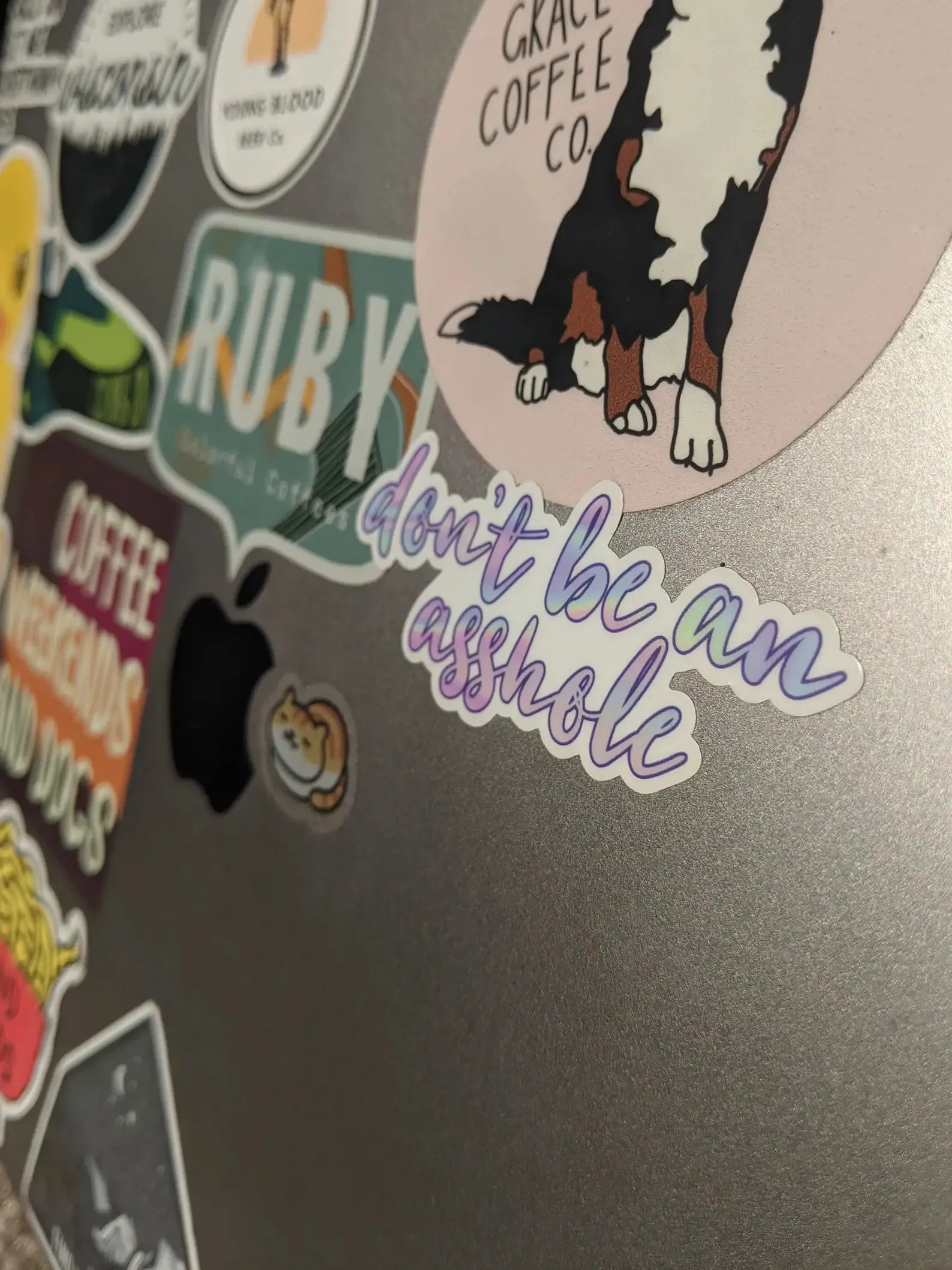 Don't be an asshole cursive vinyl sticker: Holographic