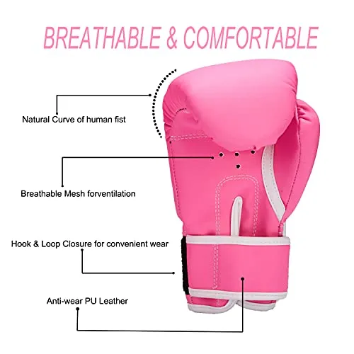 Dtown Kids Boxing Gloves 4oz 6oz Youth Boxing Gloves for Age 3 to 7 Years, Boys and Girls Training Boxing Gloves for Punching Bag, Kickboxing, Muay Thai, MMA
