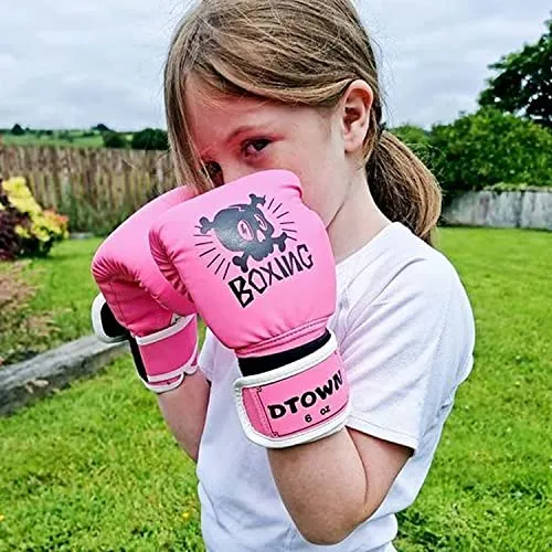 Dtown Kids Boxing Gloves 4oz 6oz Youth Boxing Gloves for Age 3 to 7 Years, Boys and Girls Training Boxing Gloves for Punching Bag, Kickboxing, Muay Thai, MMA