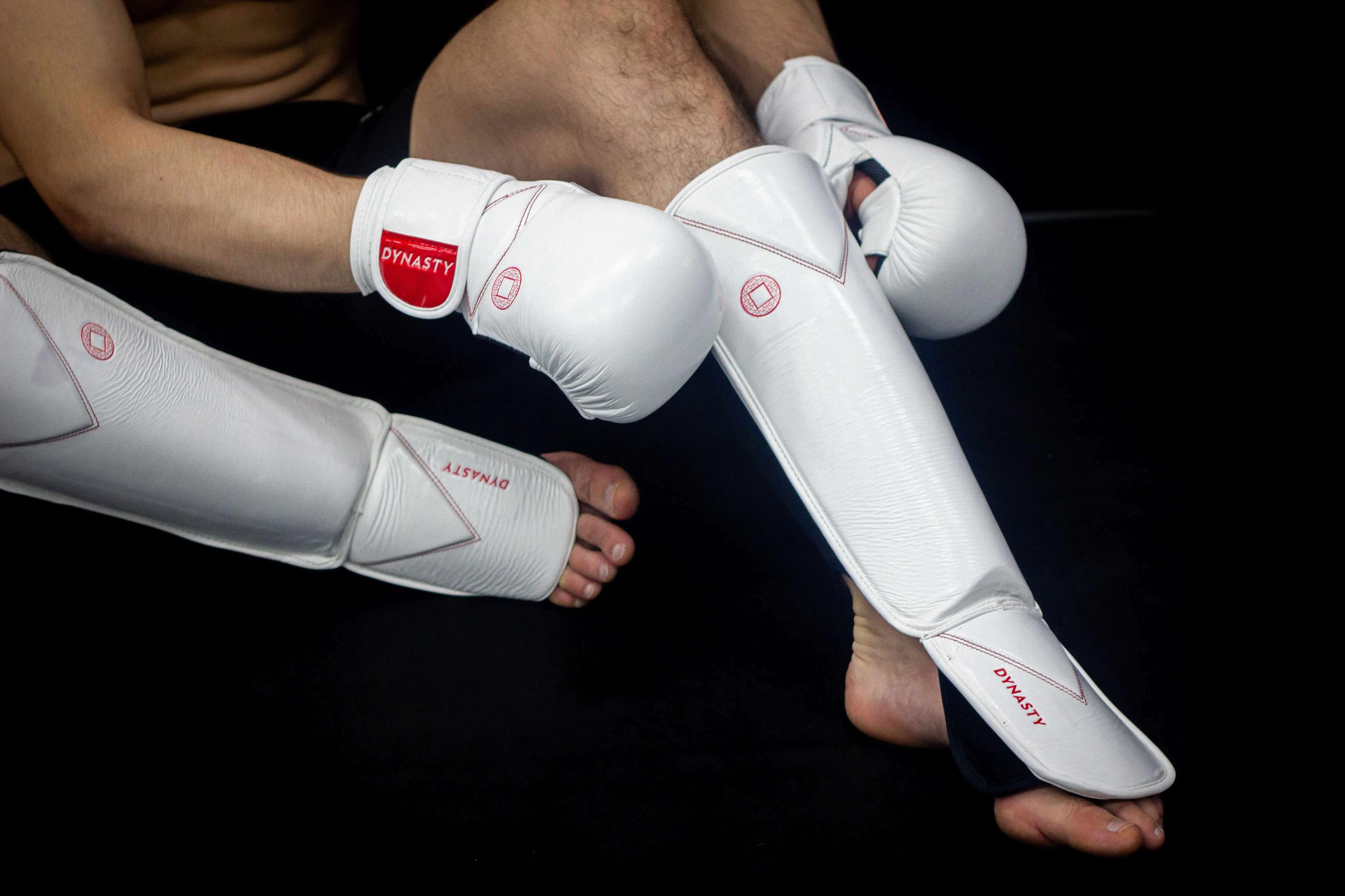 Dynasty Diamond Pro MMA Shin Guards (White / Red)