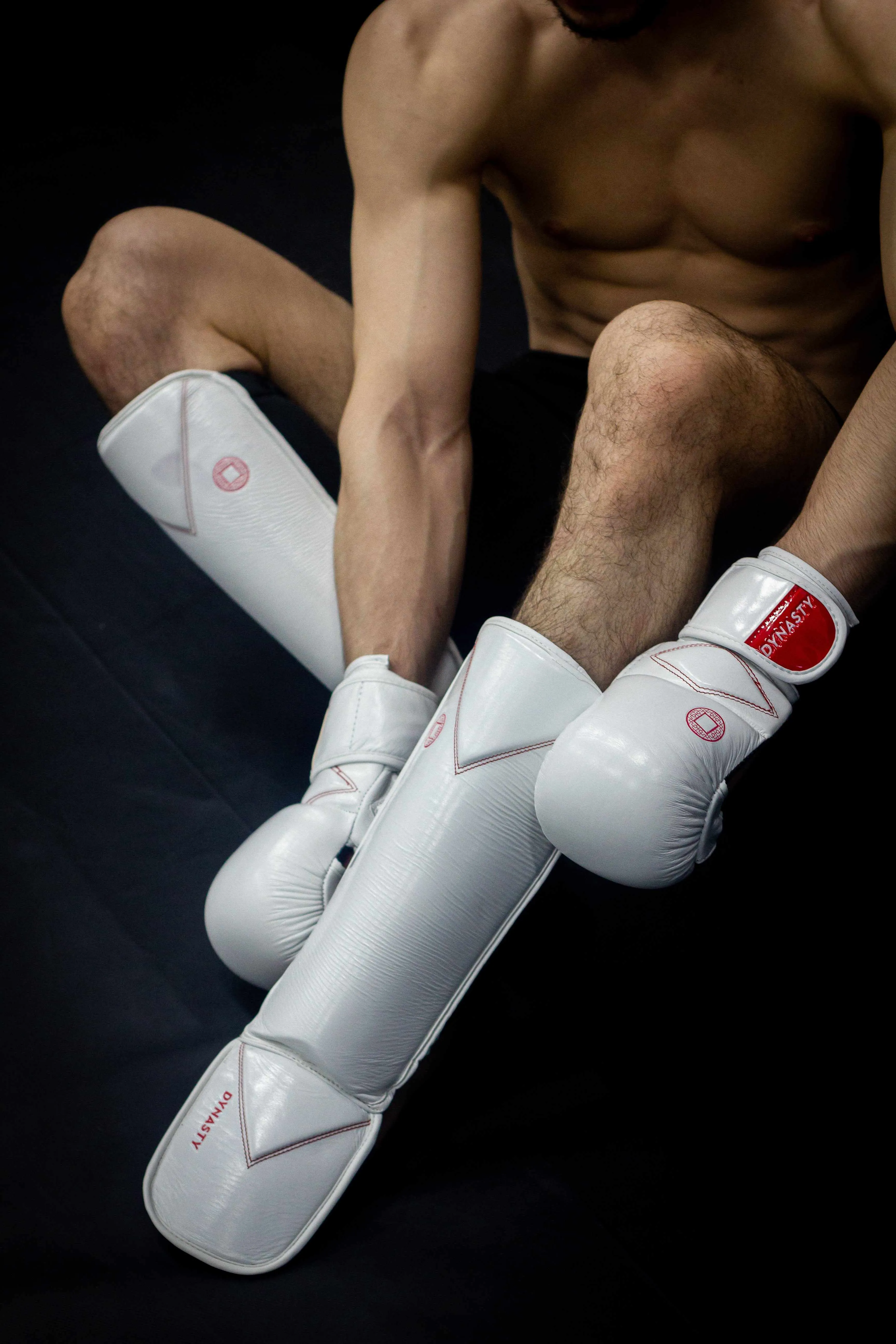 Dynasty Diamond Pro MMA Shin Guards (White / Red)