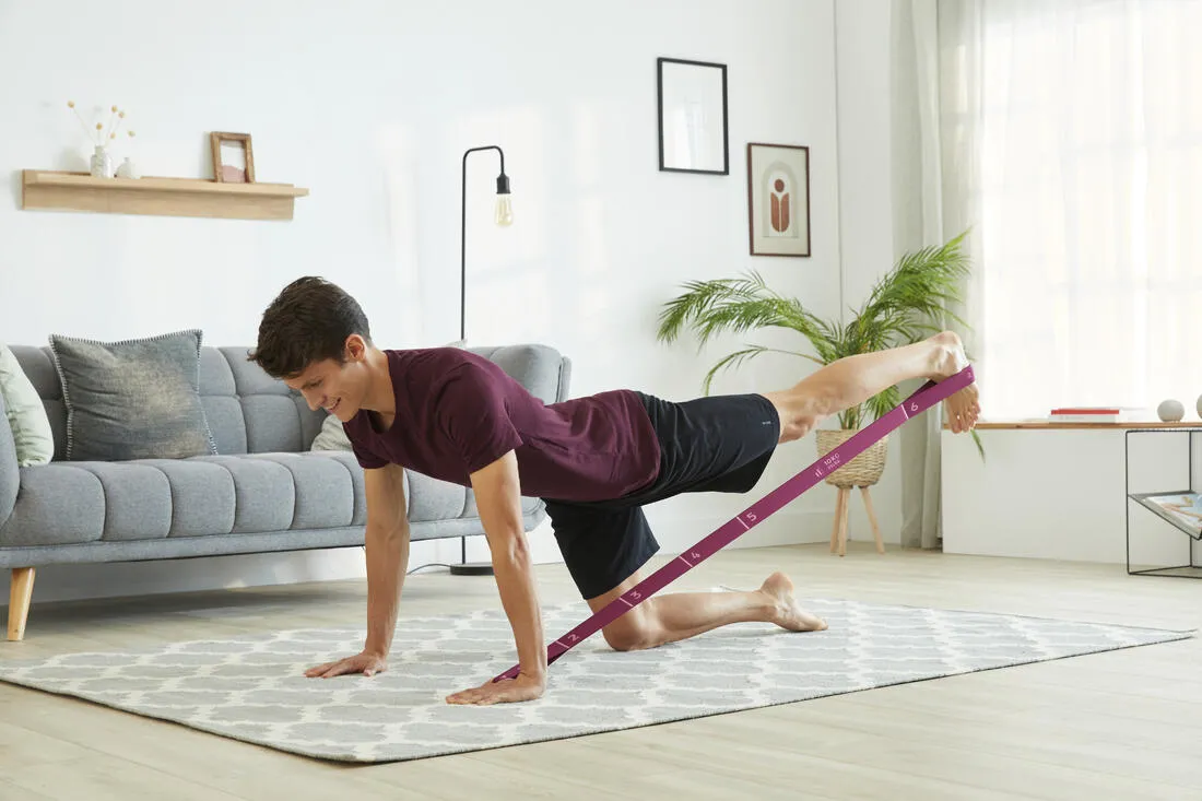 Elastic Fabric Fitness Resistance Band 10kg - Burgundy