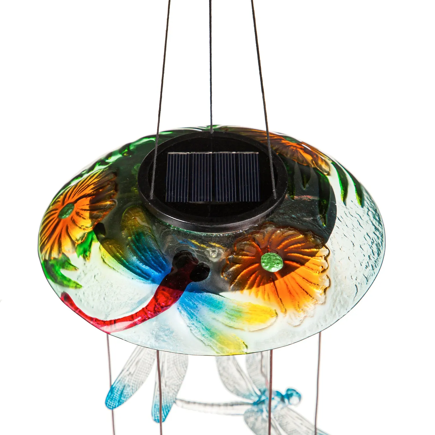Evergreen Garden Accents,Hand Painted Solar Color Changing Solar Mobile, Dragonfly,7.09x7.09x29.53 Inches
