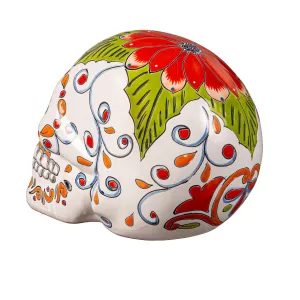 Evergreen Statuary,Large Colorful Handpainted Skull Statuary,9.06x9.06x15.35 Inches