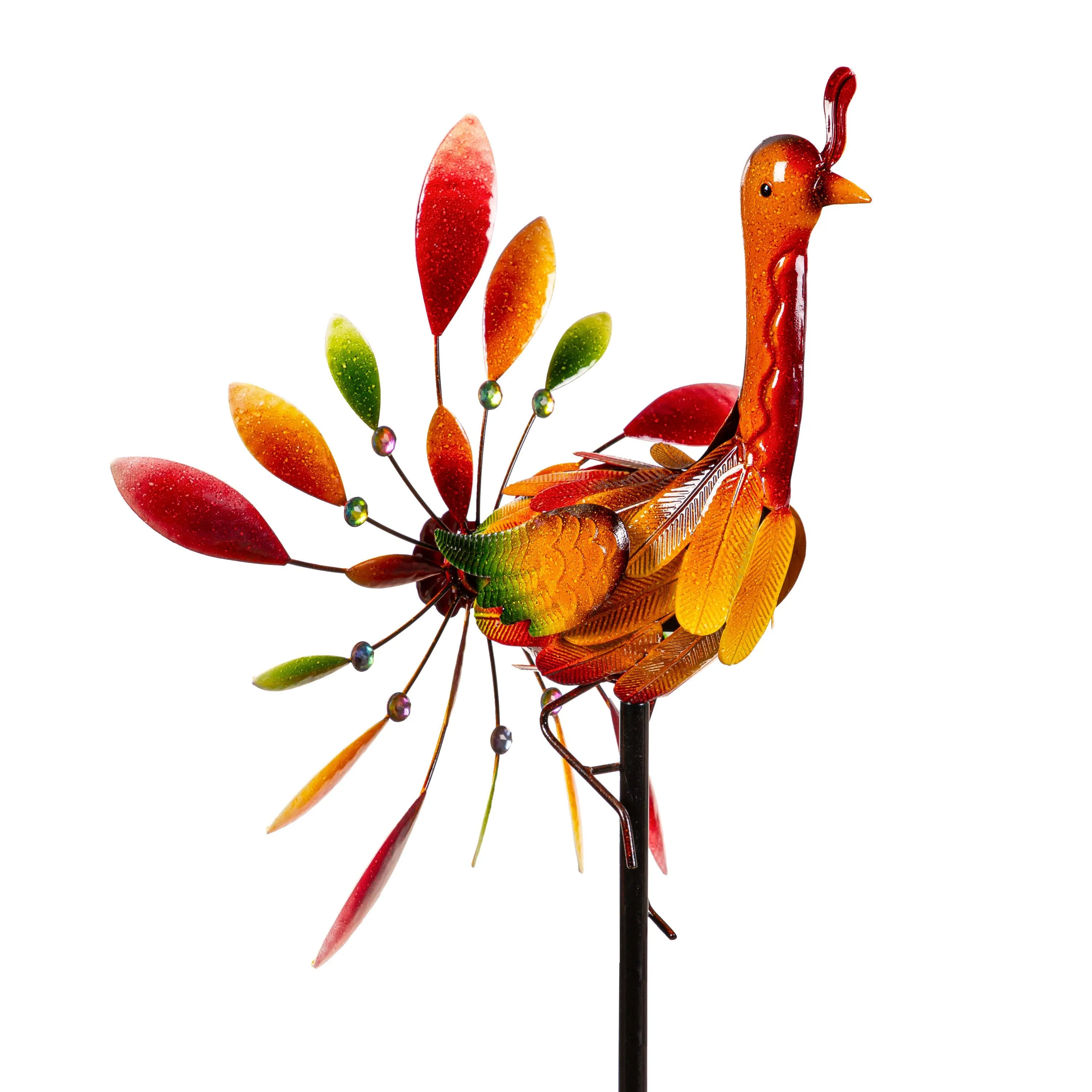 Evergreen Wind,Metal Turkey Wind Spinner,17.71x12.2x62.99 Inches