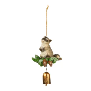 Evergreen Wind,Woodland Animal Resin Garden Bell,5.31x2.99x6.3 Inches