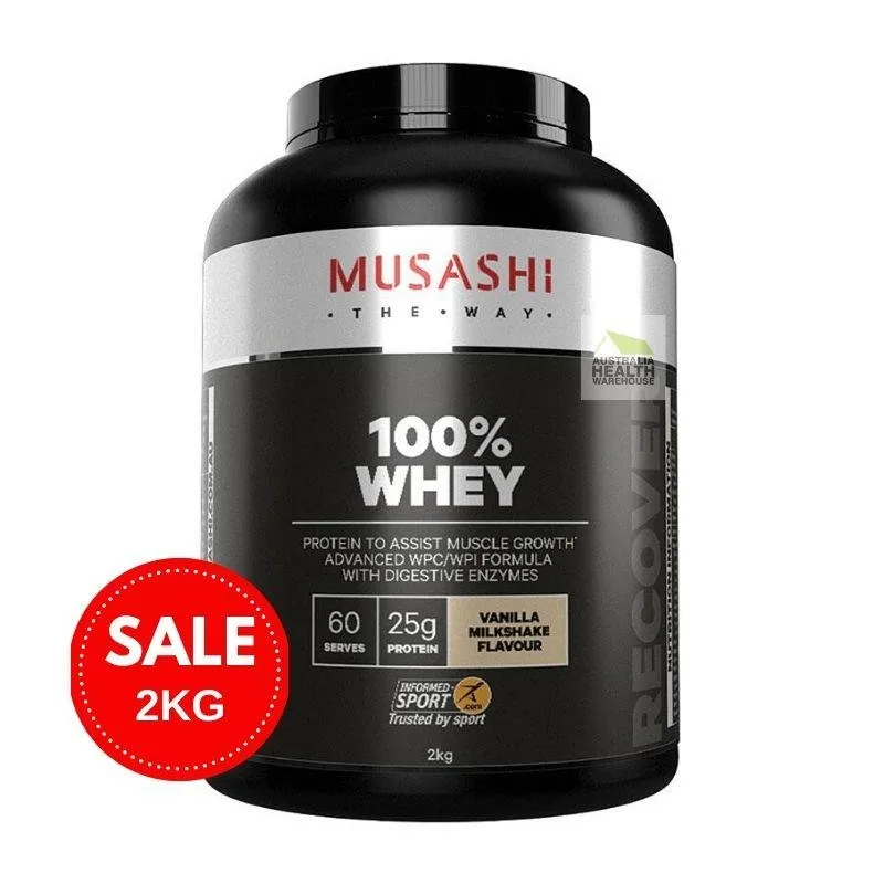 [Expiry: 04/2026]  Musashi 100% Whey Vanilla 2Kg