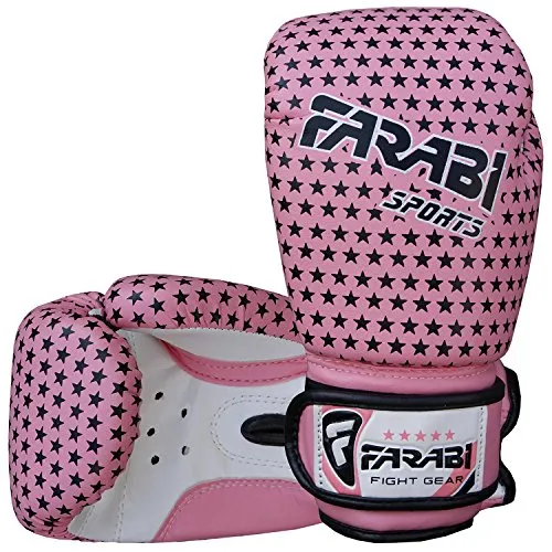 Farabi Boxing Gloves Kids Junior Muay Thai Kick Boxing Training MMA Punching Bag (4OZ, Star Pink)