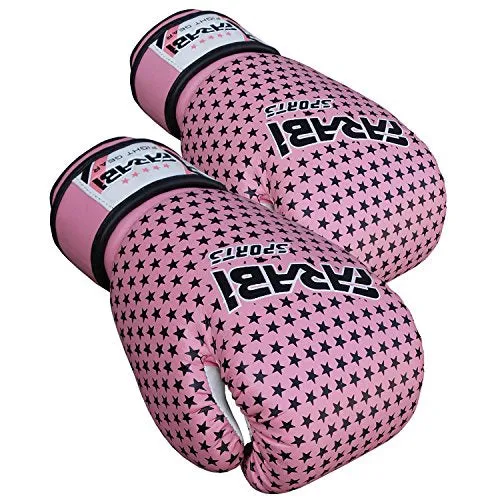 Farabi Boxing Gloves Kids Junior Muay Thai Kick Boxing Training MMA Punching Bag (4OZ, Star Pink)