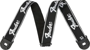 Fender White Running Logo Quick Grip Locking End Strap, 2"