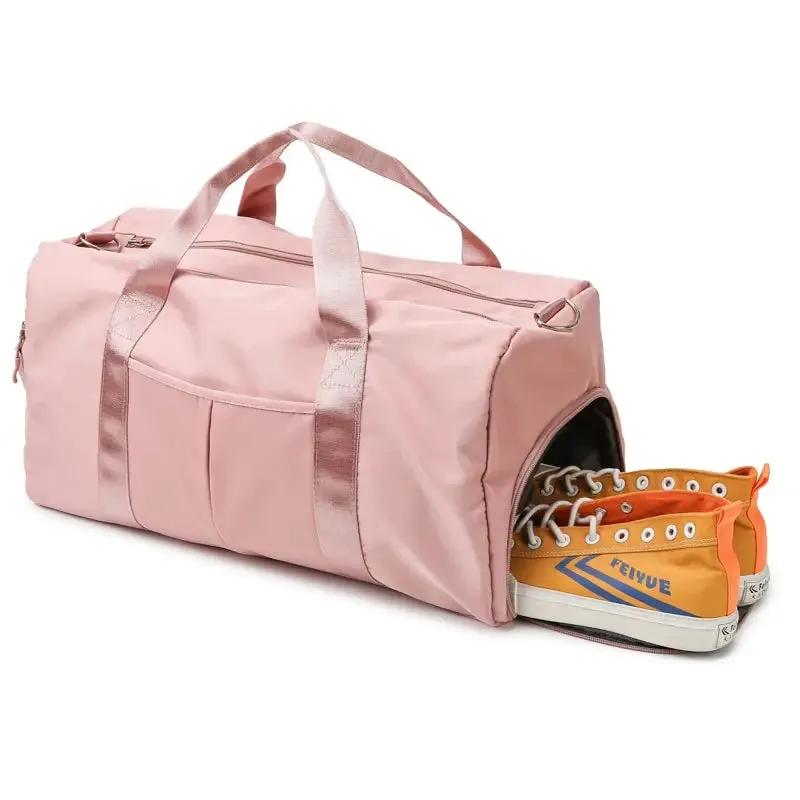 Fitness Gym Yoga Bag with Separate Wet/Dry Compartments and Shoe Storage - Travel Duffel Handbag for Active Lifestyles