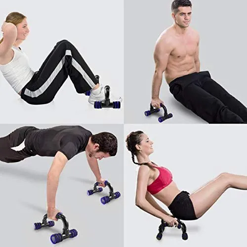 Fitness India Toning Tube Plastic Push Up Bar Tummy Twister AB Roller Full Body Exerciser Home Gym Exercise Equipment (Multicolour) - Combo of 4