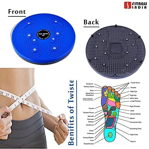 Fitness India Toning Tube Plastic Push Up Bar Tummy Twister AB Roller Full Body Exerciser Home Gym Exercise Equipment (Multicolour) - Combo of 4