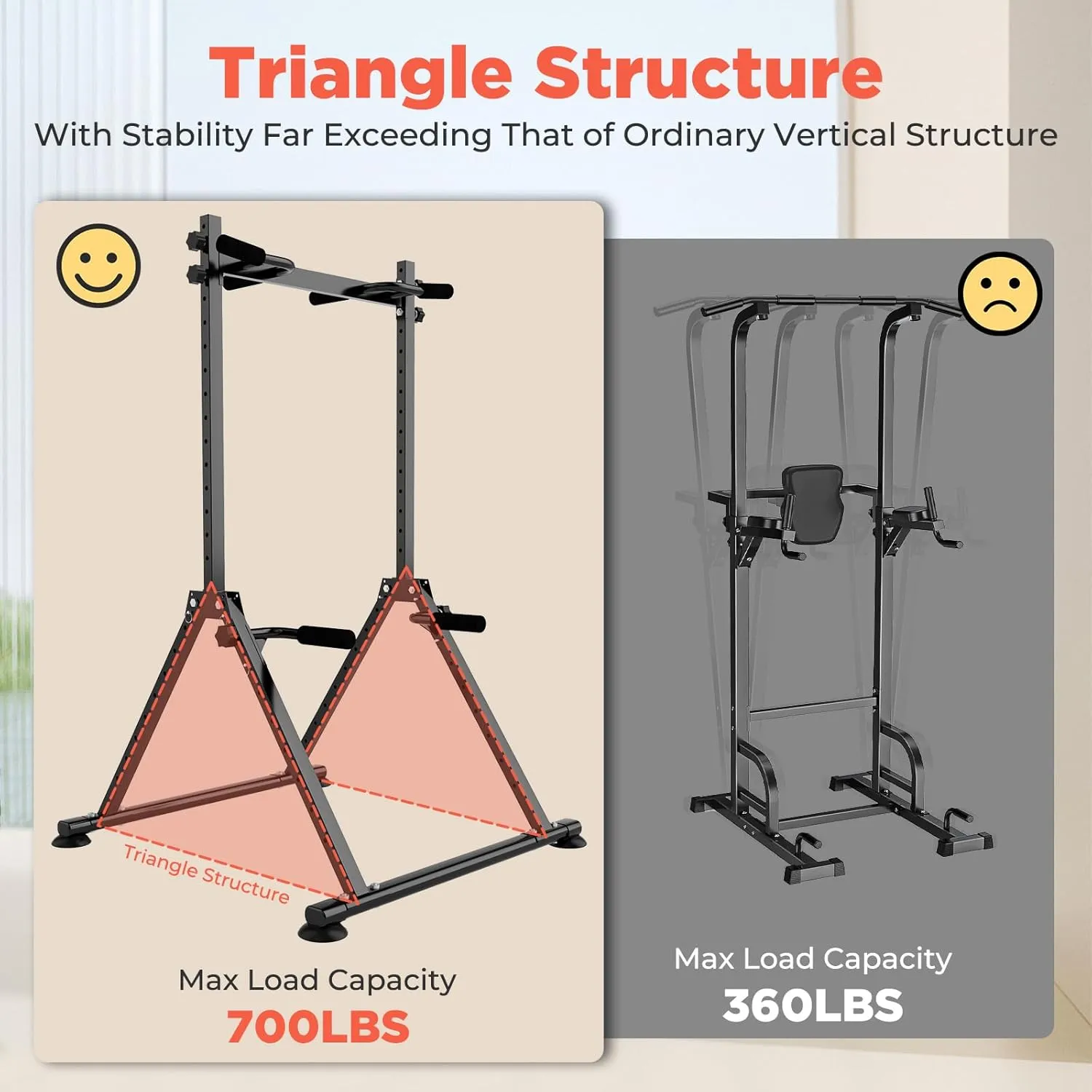 Foldable Power Tower Dip Station Pull Up Bar