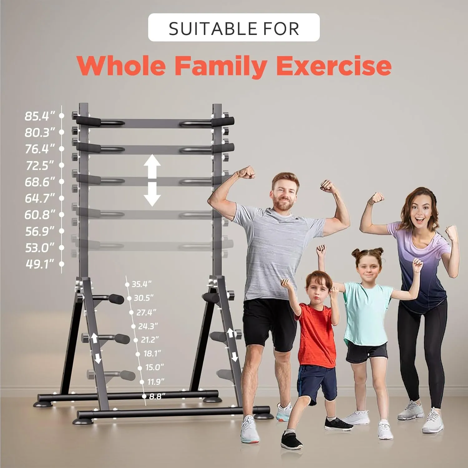 Foldable Power Tower Dip Station Pull Up Bar