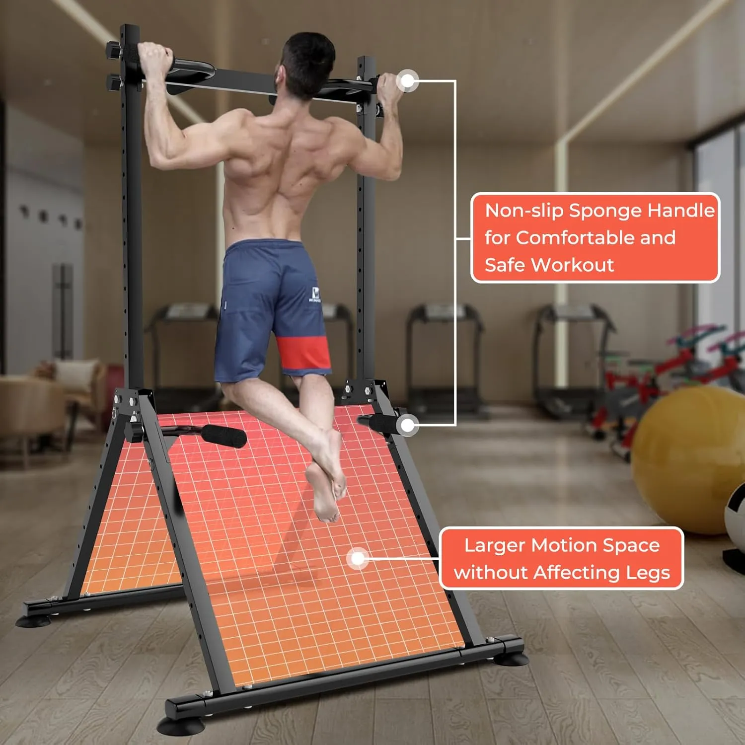 Foldable Power Tower Dip Station Pull Up Bar