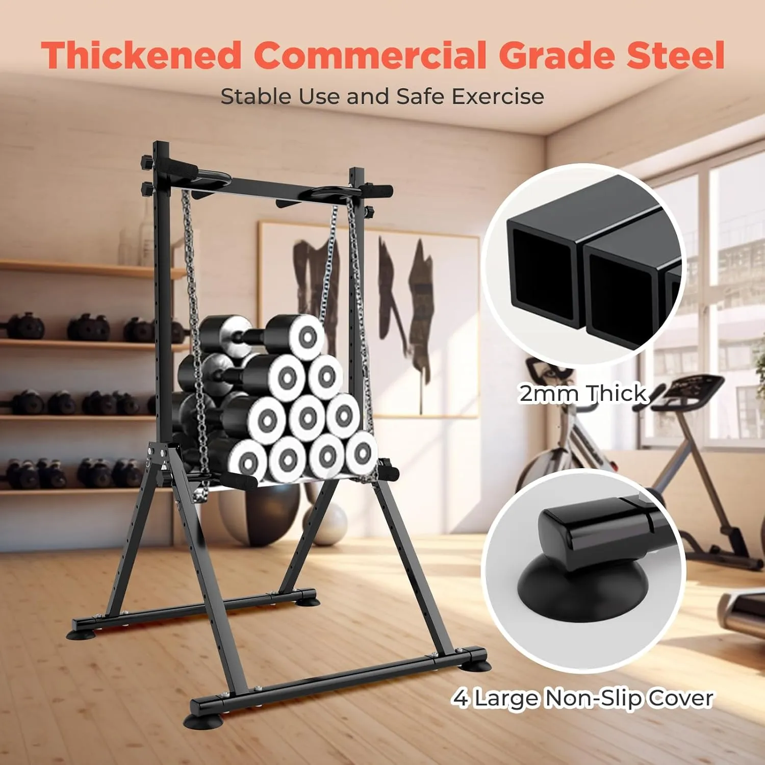 Foldable Power Tower Dip Station Pull Up Bar