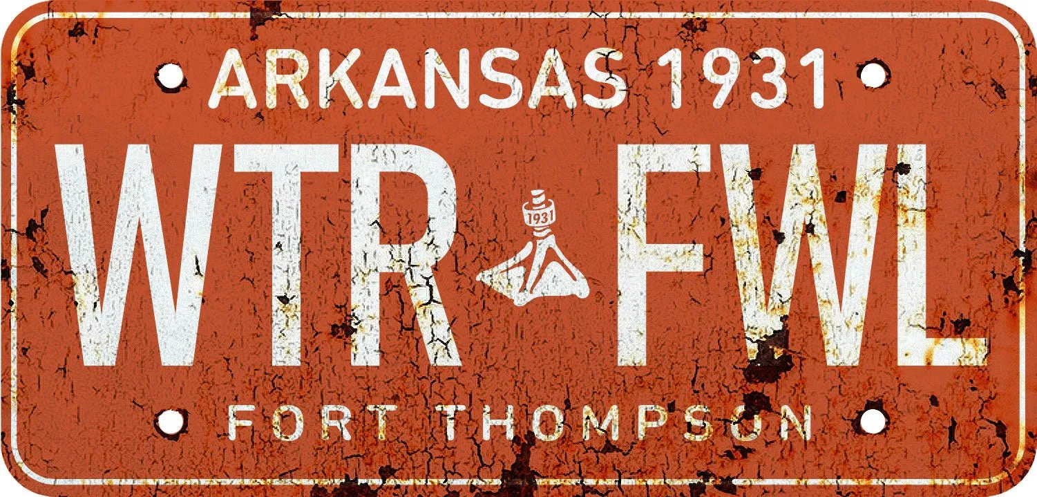 Fort Thompson Red Antique License Plate Sticker