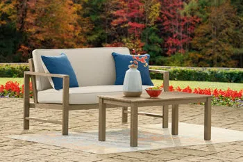 Fynnegan Outdoor Loveseat with Table (Set of 2)