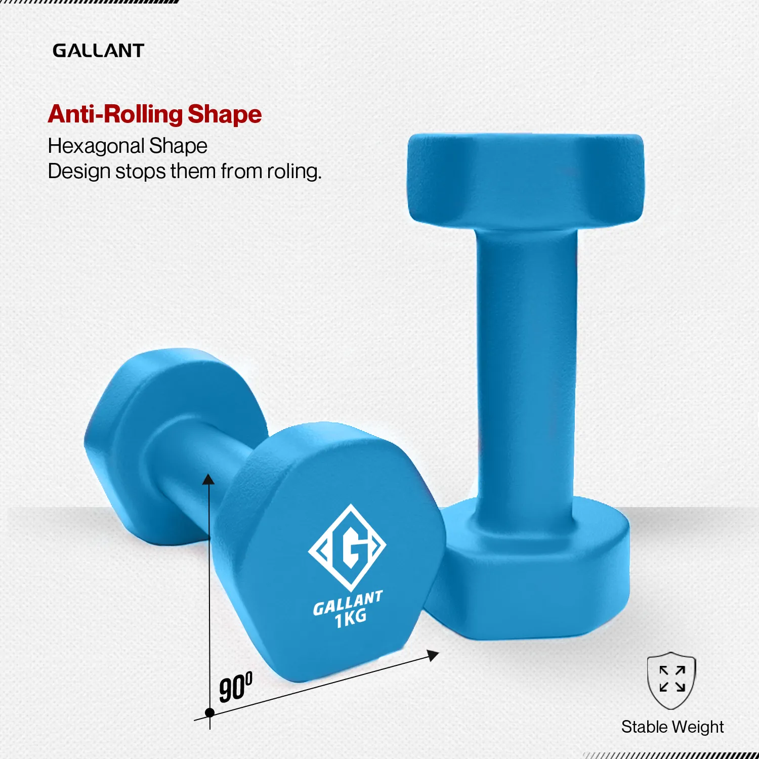 Gallant HEX Neoprene Dumbbells Hand Weights Pair - Dumbbell Weights Neoprene