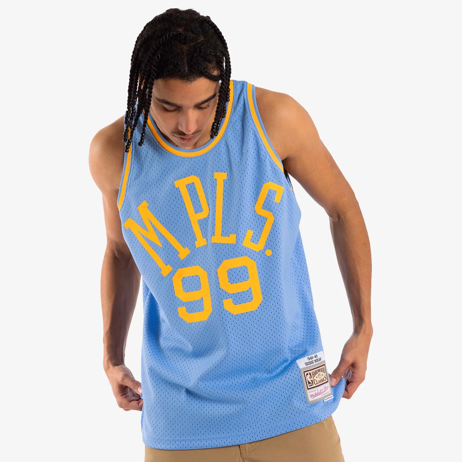 George Mikan Minneapolis Lakers 48-49 HWC Swingman Jersey - Blue