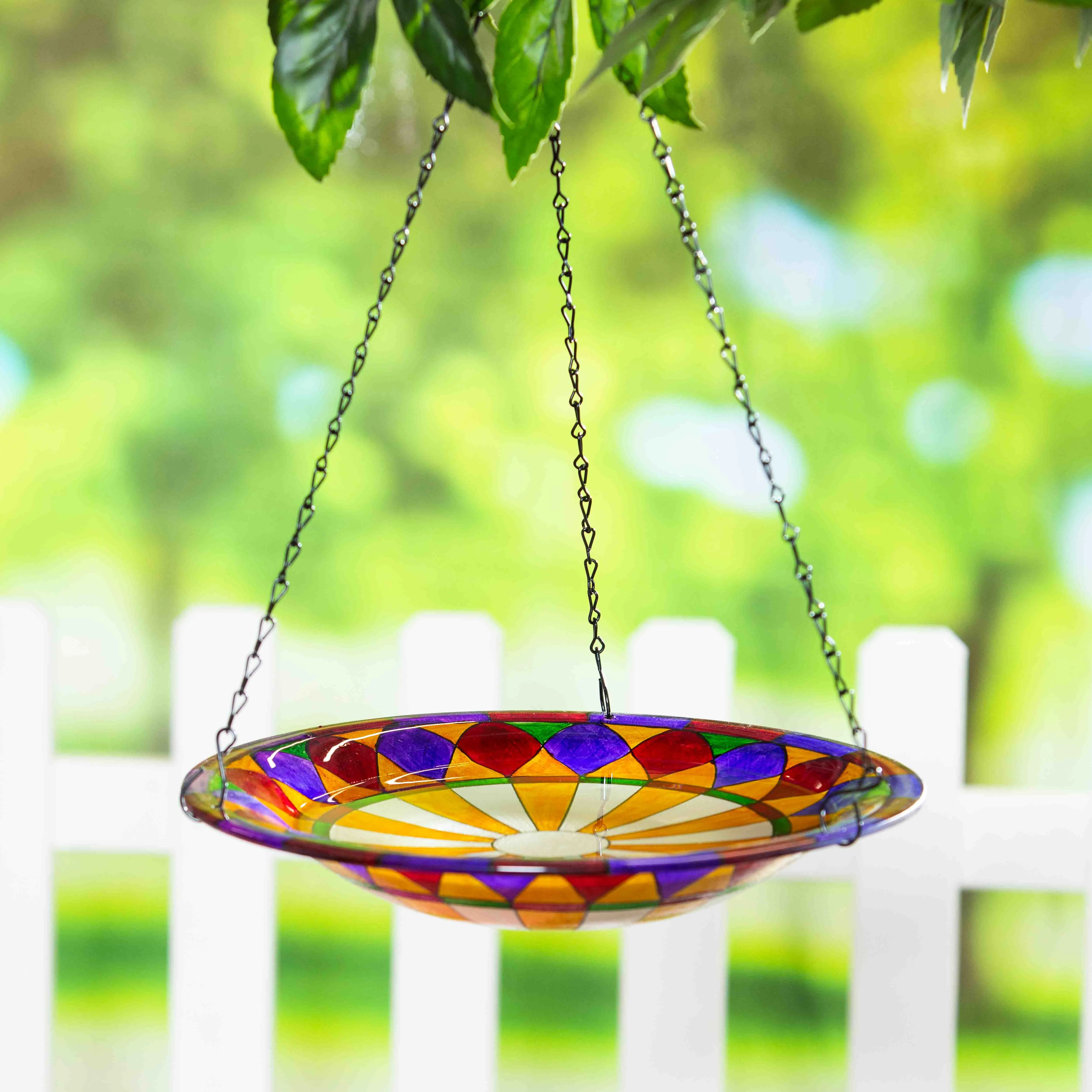 Glass Birdbath, Hanging Tiffany,2gb218