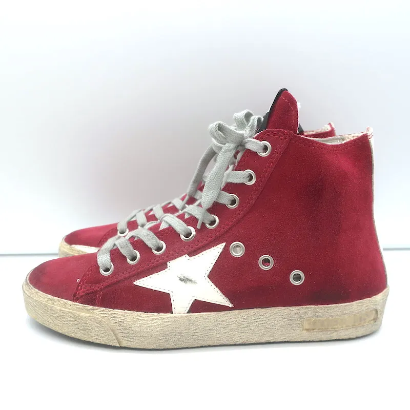 Golden Goose Francy High Top Sneakers Cranberry Suede Size 36 NEW