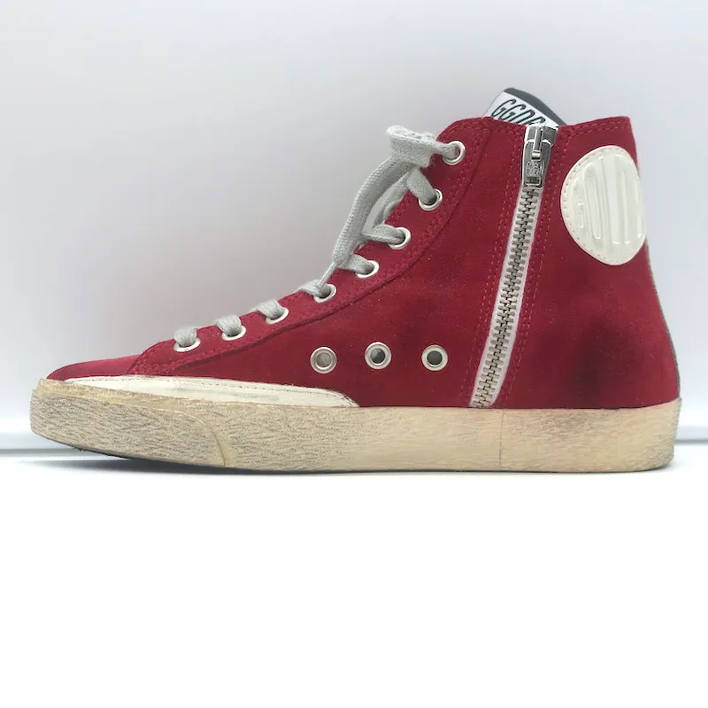 Golden Goose Francy High Top Sneakers Cranberry Suede Size 36 NEW