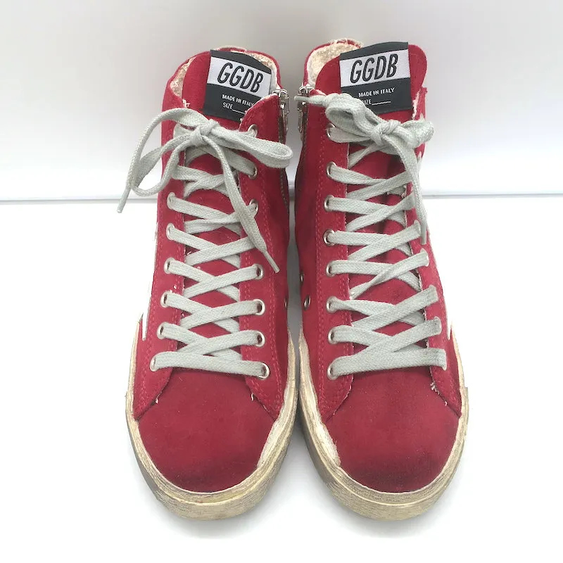 Golden Goose Francy High Top Sneakers Cranberry Suede Size 36 NEW