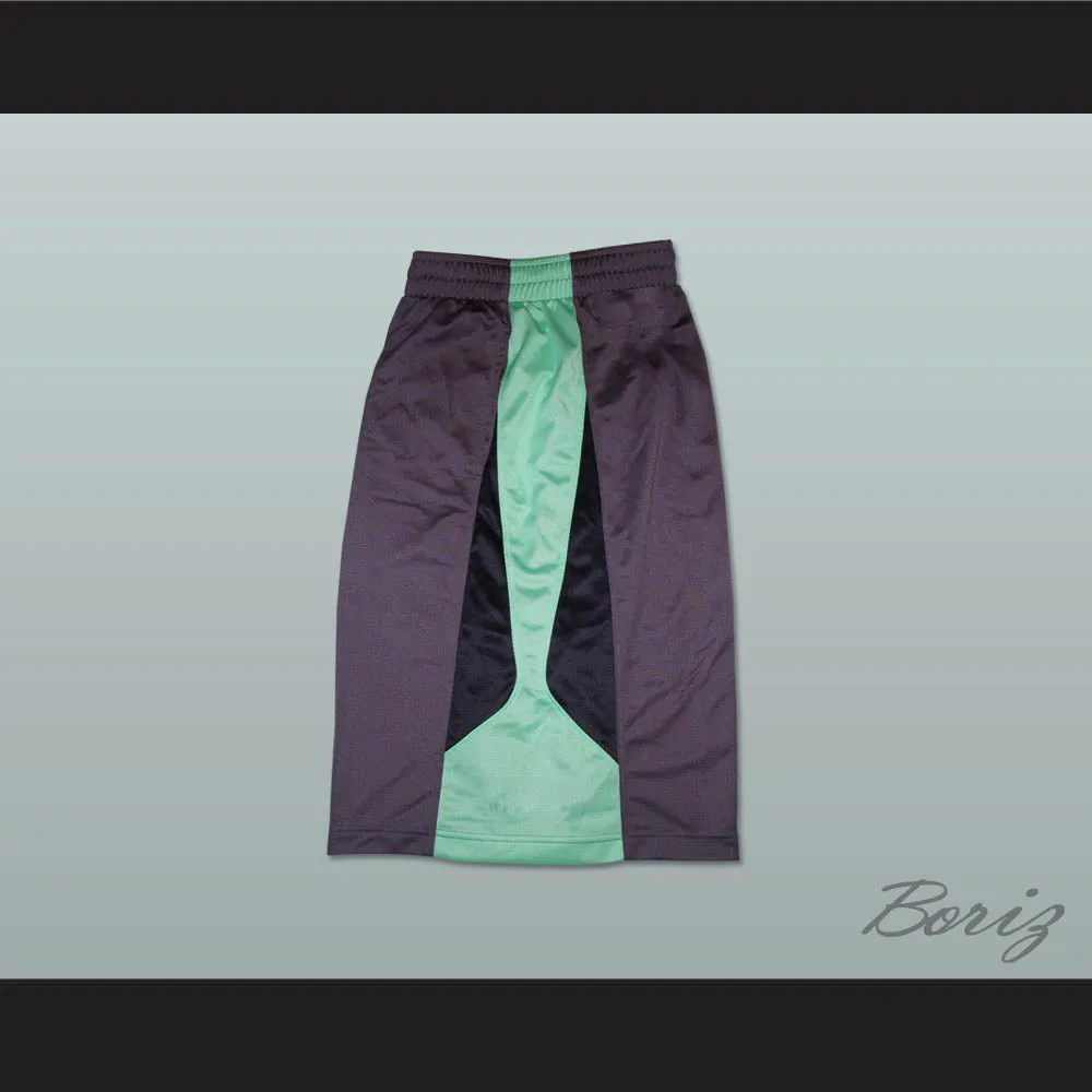 Grey Light Green and Black Basketball Shorts