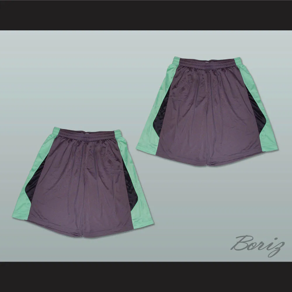 Grey Light Green and Black Basketball Shorts
