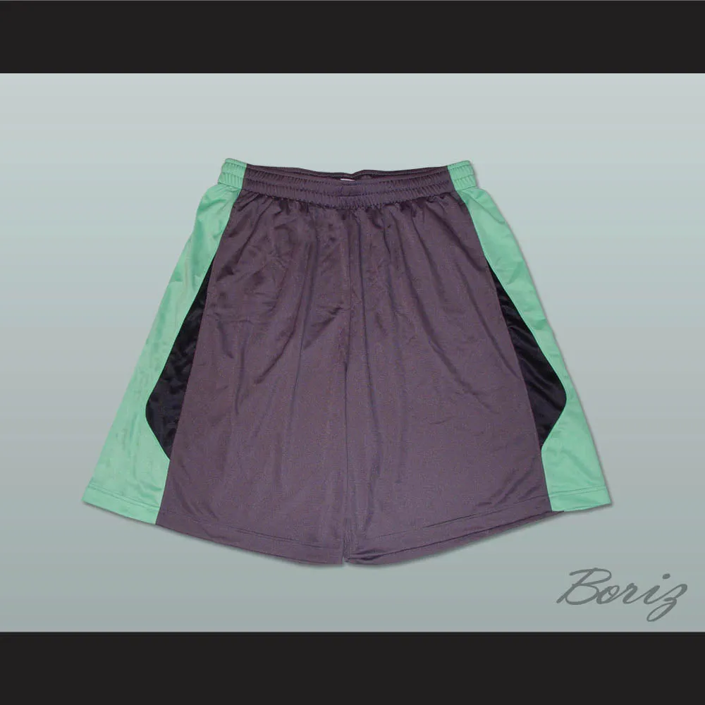 Grey Light Green and Black Basketball Shorts
