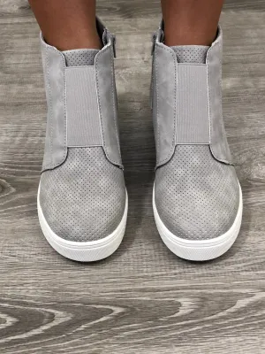 Grey Perforated Wedge Sneaks