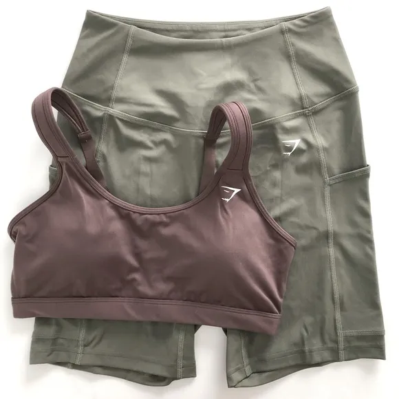 Gymshark M/M Pocket Shorts &amp; Training Scoop Neck Sports Bra