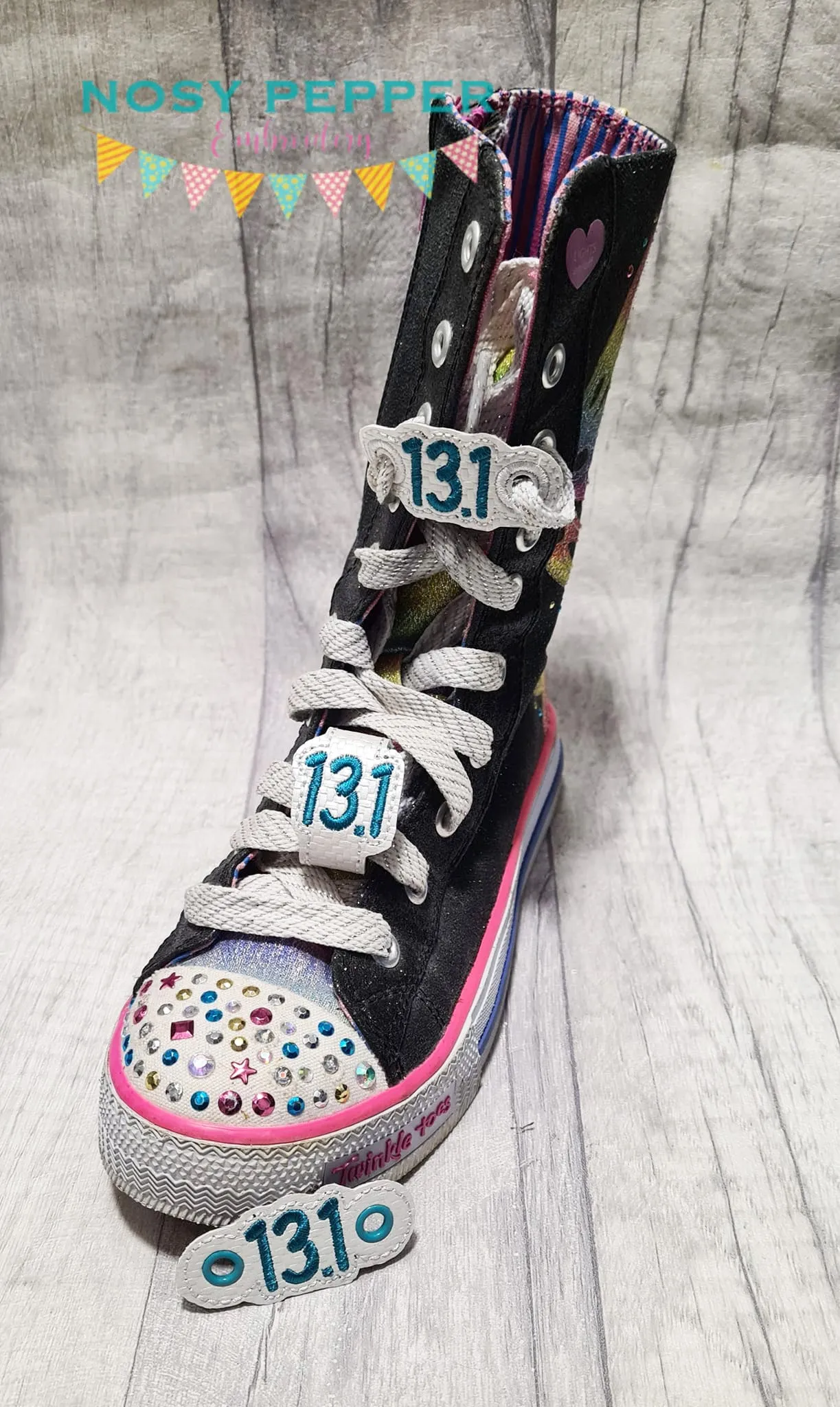 Half Marathon Shoe Charm machine embroidery design (3 versions included) DIGITAL DOWNLOAD