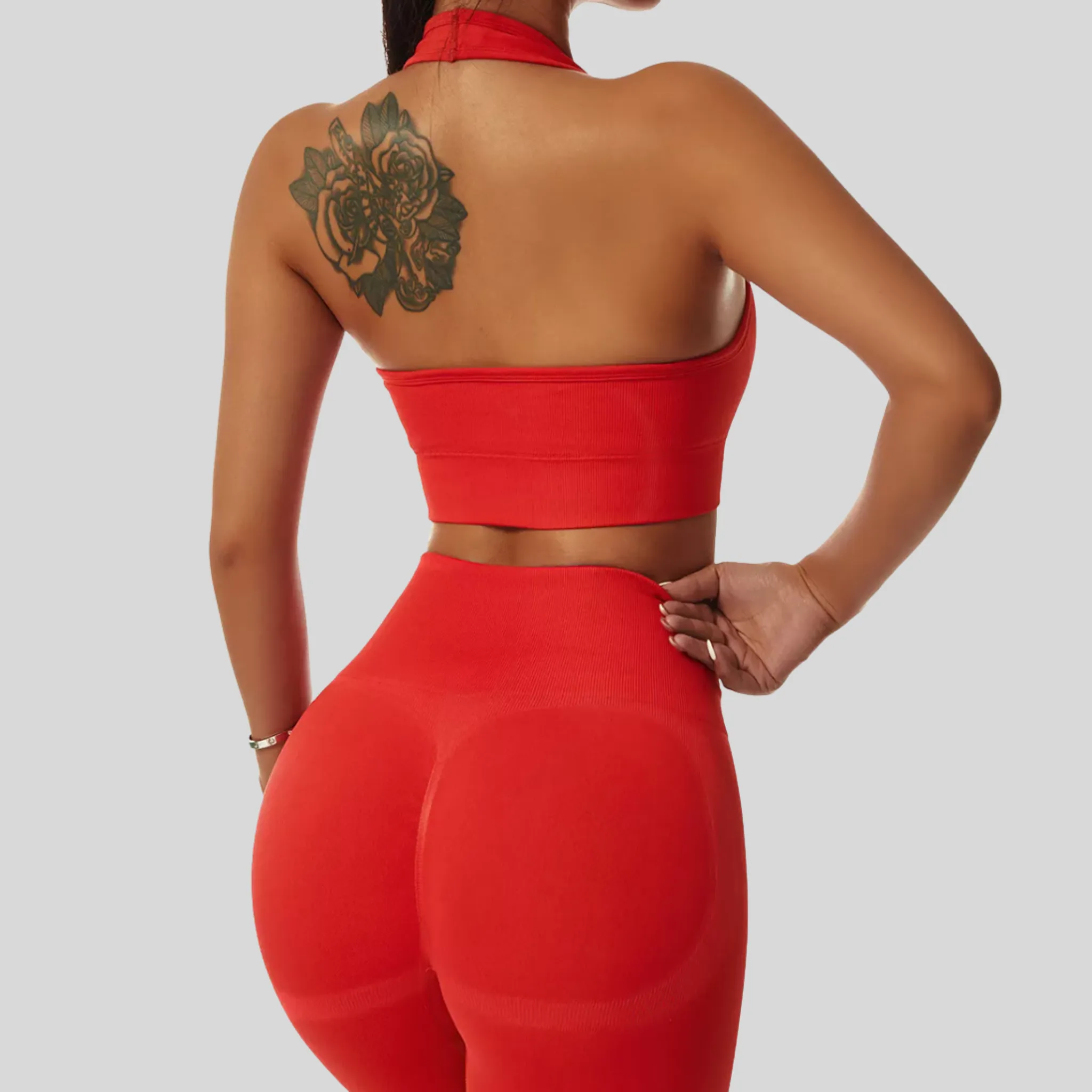 Halter Open Back Sports Bra