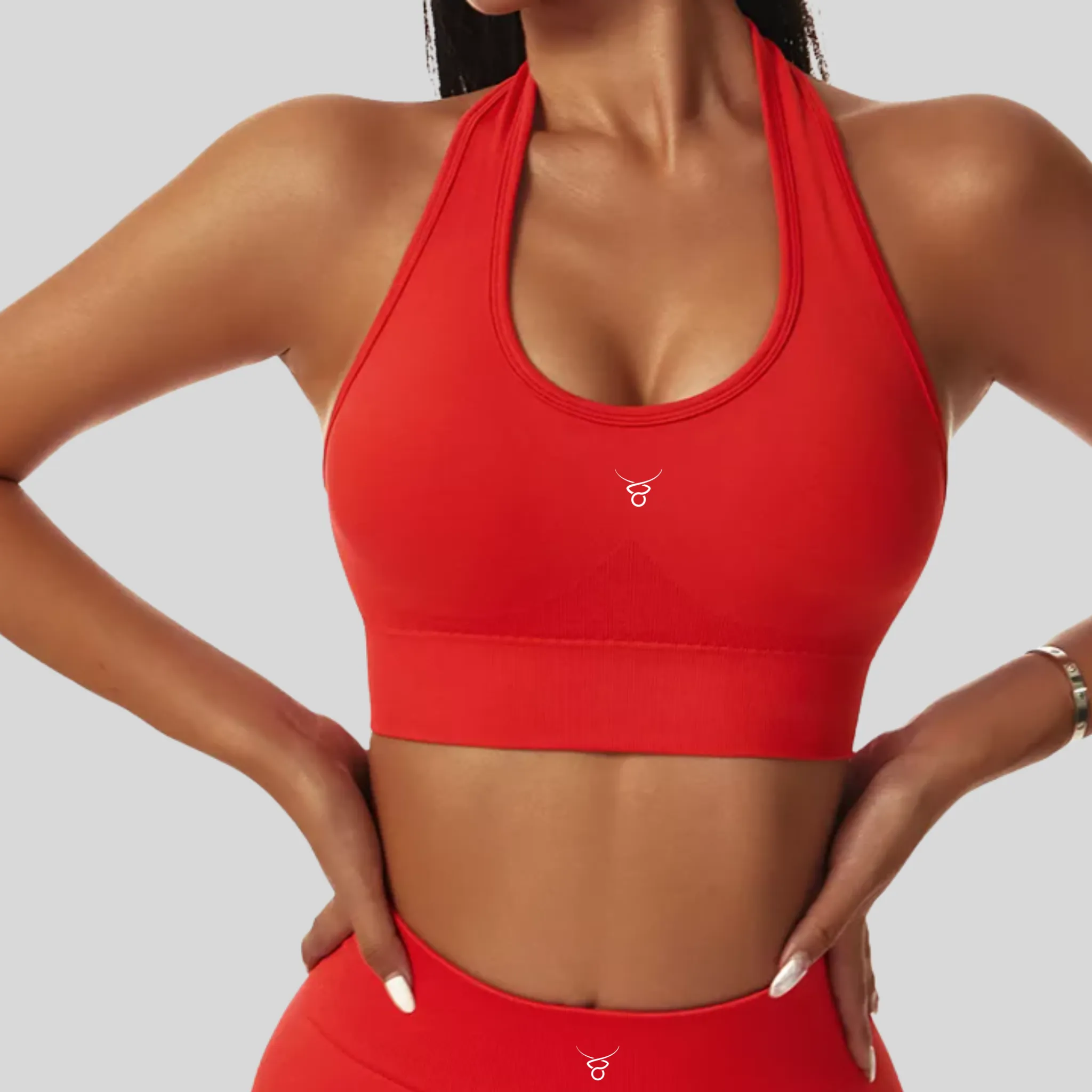 Halter Open Back Sports Bra