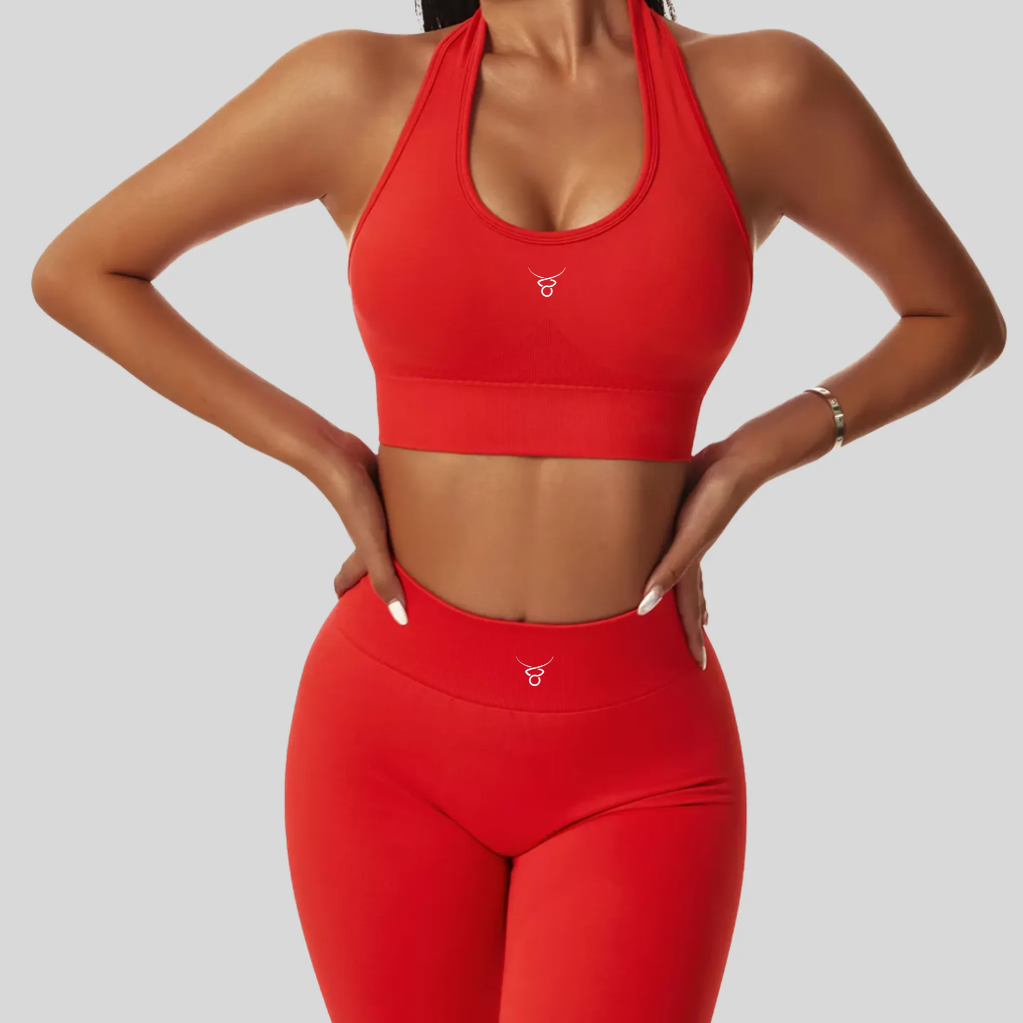 Halter Open Back Sports Bra