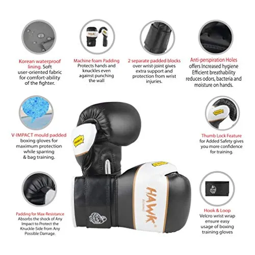 Hawk Sports Kids Boxing Gloves for Kids Children Youth Punching Bag Kickboxing Muay Thai Mitts MMA Training Sparring Gloves (Black, 6 oz)