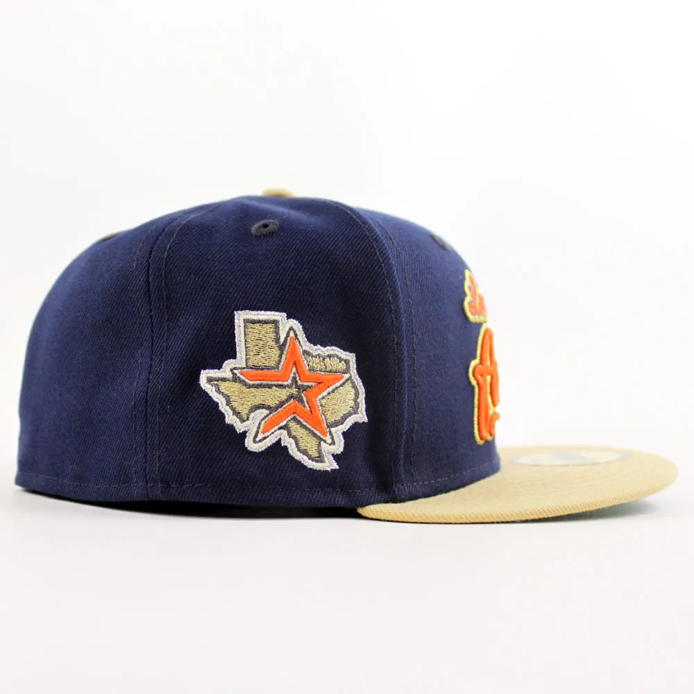 Houston Astros Astros patch New Era 59Fifty Fitted Hat (Oceanside Blue Vegas Gold Green Under Brim)