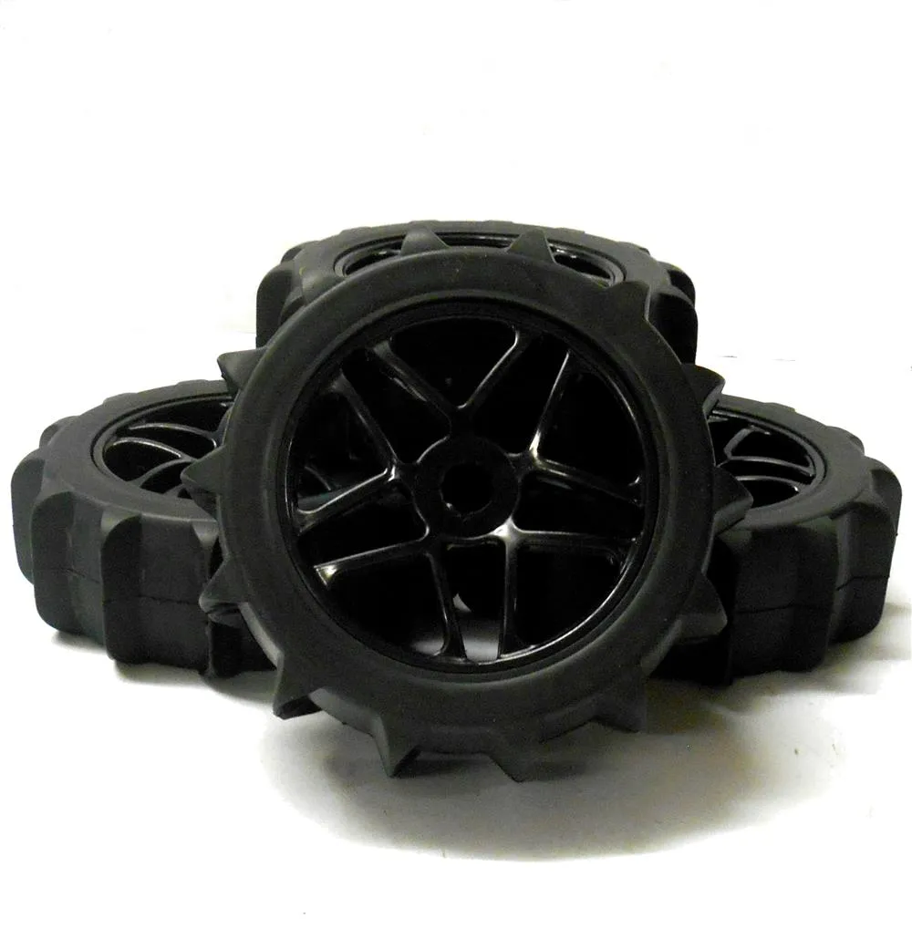 HS281039B 1/8 Scale Sand Snow Buggy RC 10 Spoke Star Wheels and Tyres Black x 4