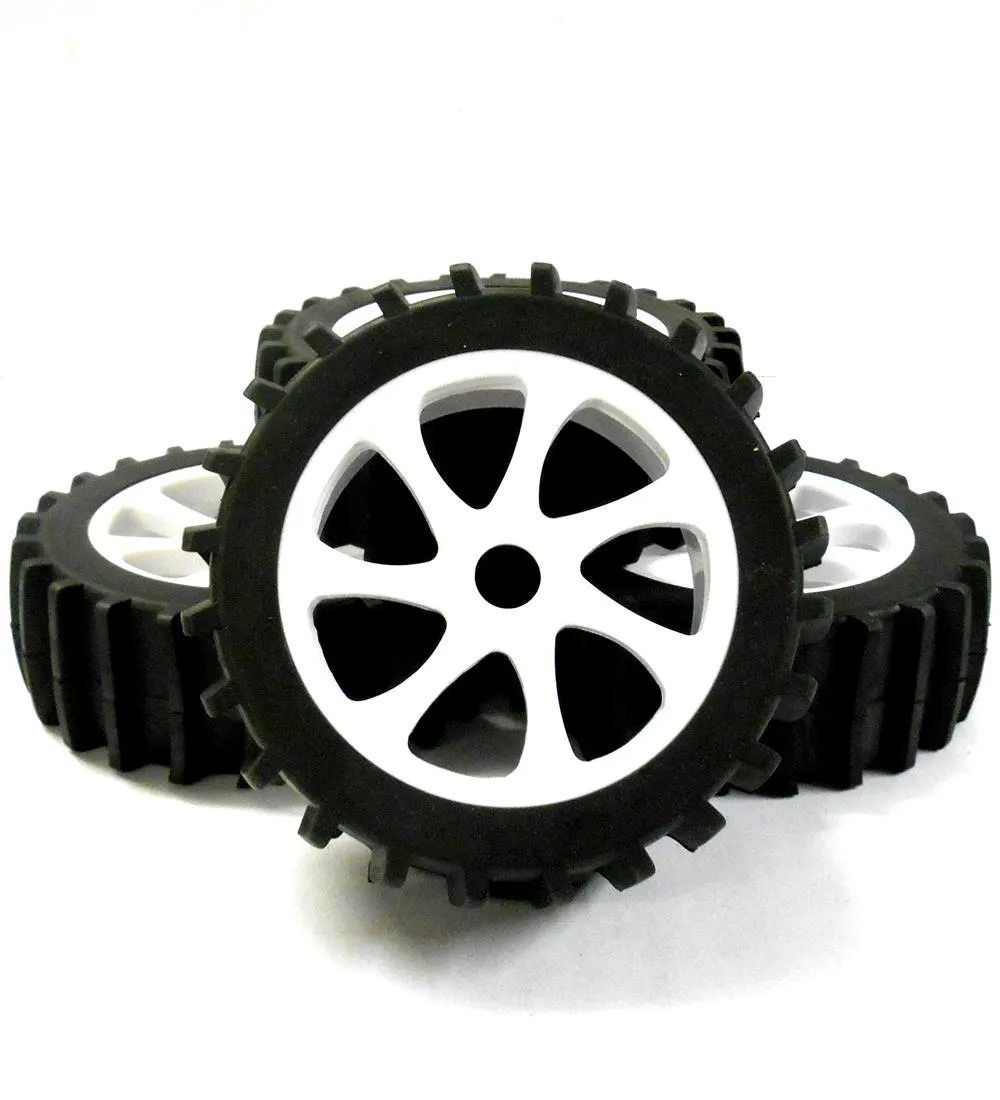 HS281061W 1/8 Scale Sand Snow Buggy RC 7 Spoke Swirl Wheels and Tyres White x 4