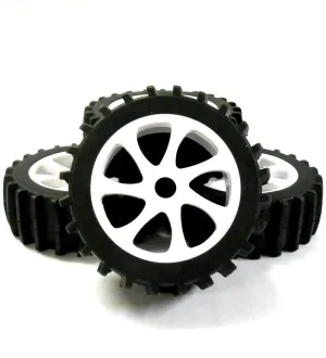 HS281061W 1/8 Scale Sand Snow Buggy RC 7 Spoke Swirl Wheels and Tyres White x 4