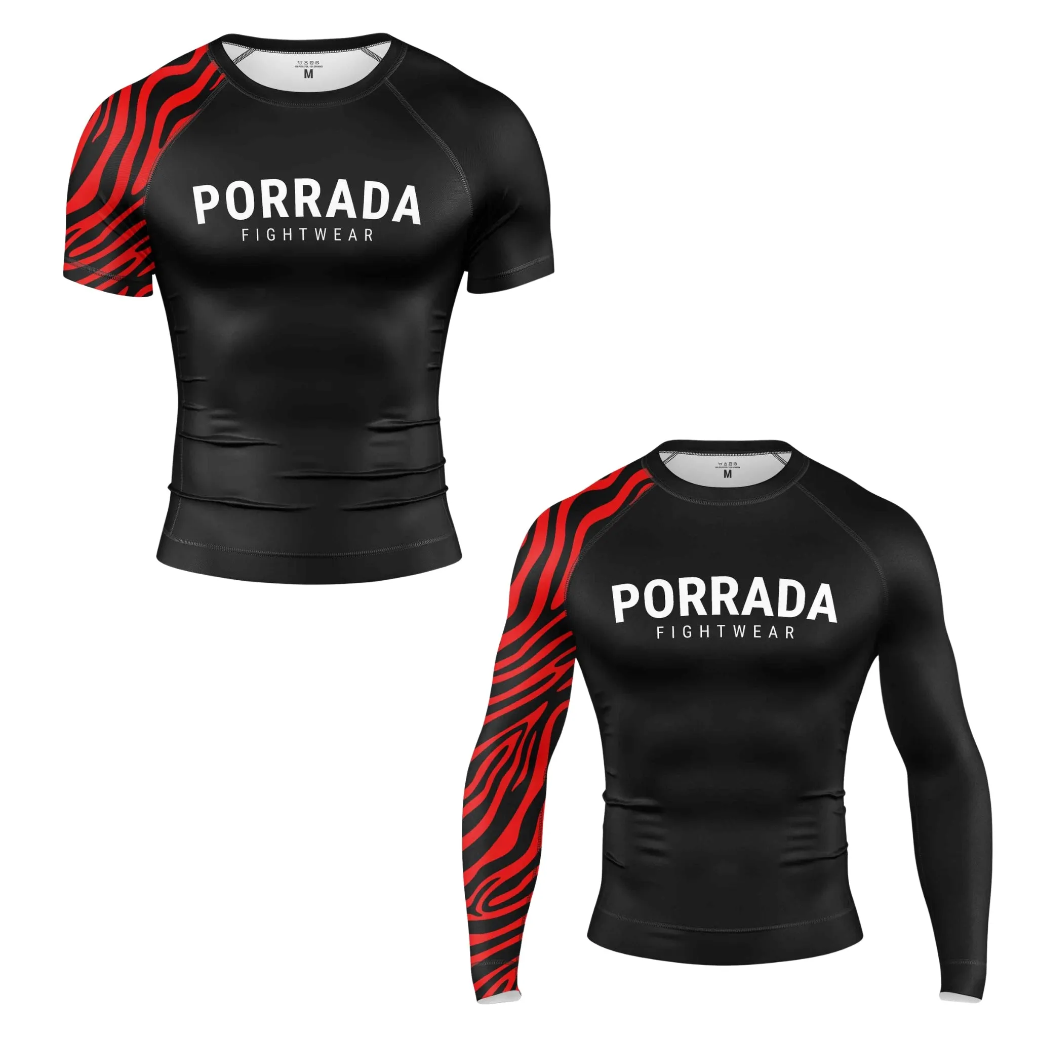 IBJJF RED BLACK RANKED SHORT SLEEVE RASH GUARD