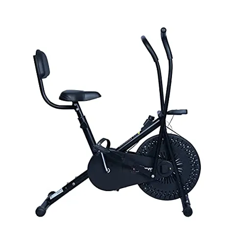 INALSA Air Bike Exercise Cycle Indoor Bike | Cardio Home Workout | Multi Position Handle Grip | Height Adjustable Seat | Cushioned Back Rest | Digital Display | (Black) (FFAB-01R) FITTYFY Range
