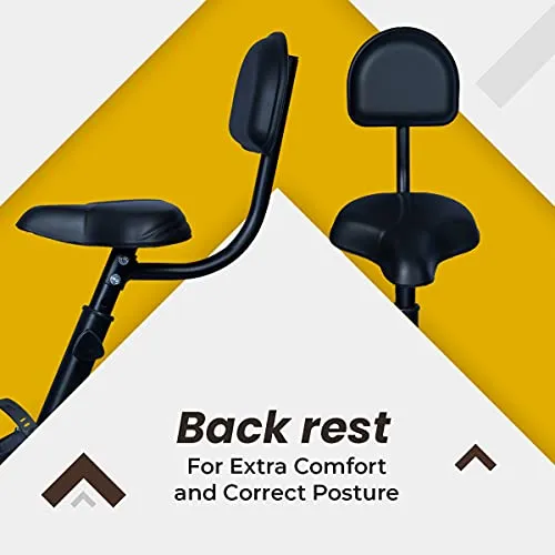 INALSA Air Bike Exercise Cycle Indoor Bike | Cardio Home Workout | Multi Position Handle Grip | Height Adjustable Seat | Cushioned Back Rest | Digital Display | (Black) (FFAB-01R) FITTYFY Range