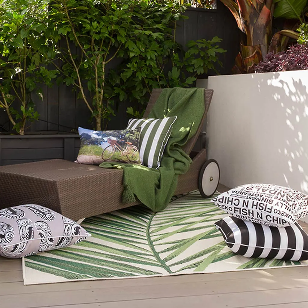 Indoor/Outdoor Rug - Hokitika Royal Palm Cream/Green - 160x230cm